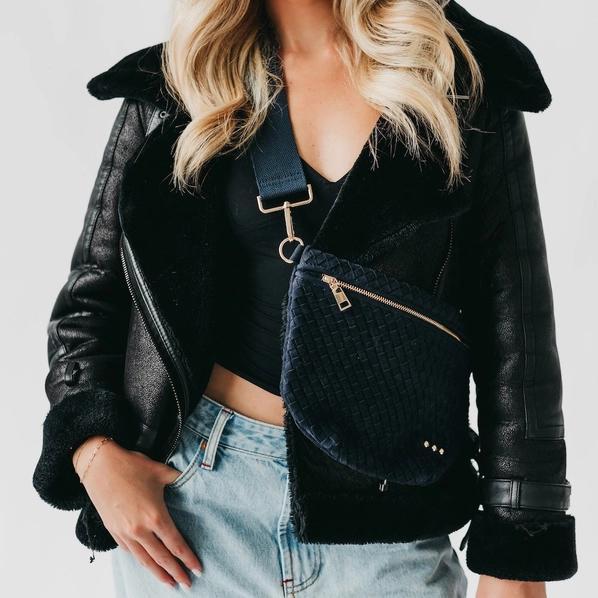 Suede Westlyn Woven Bum Bag Suede Navy