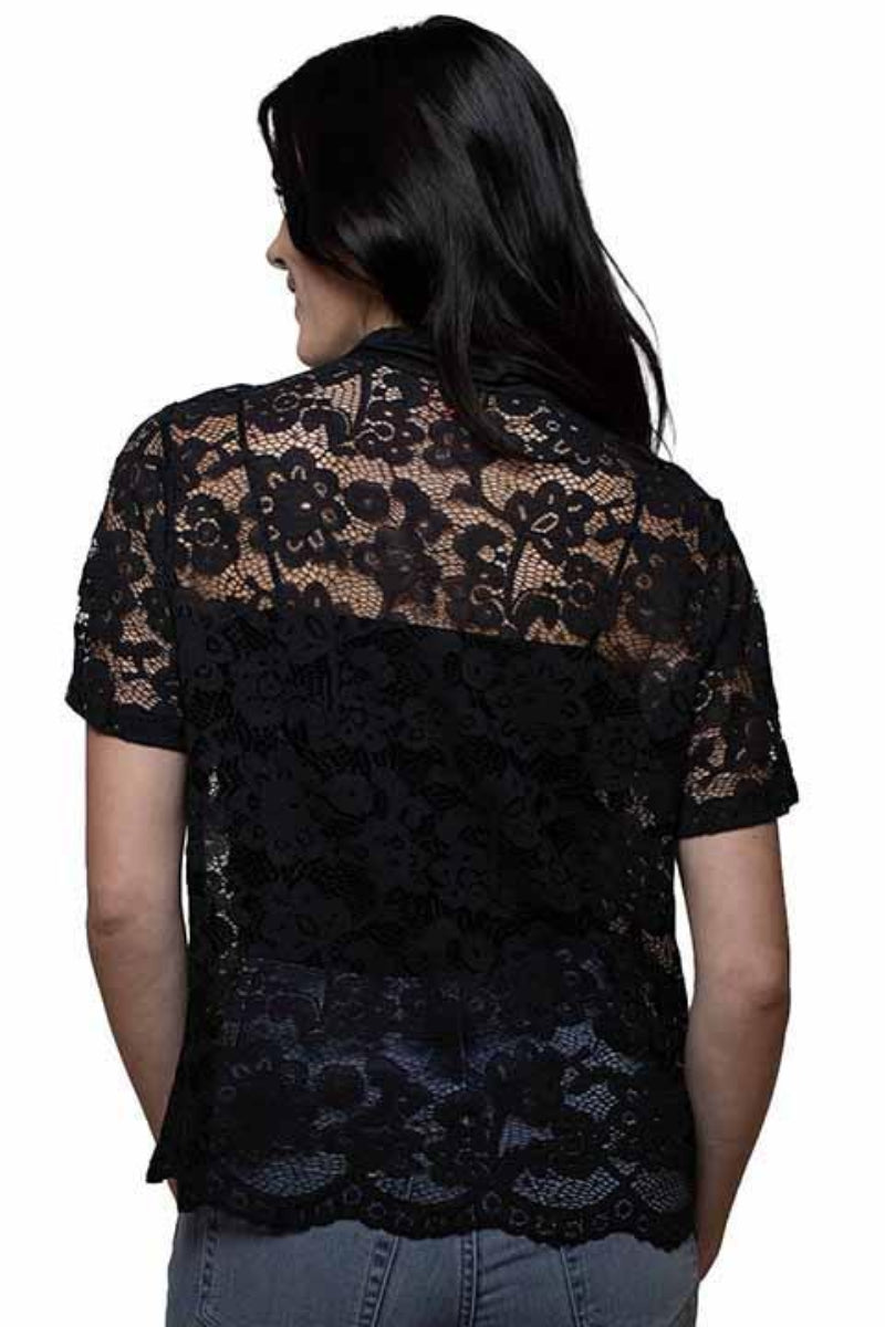 Scully HC1031 Floral Lace Cardigan - Back View