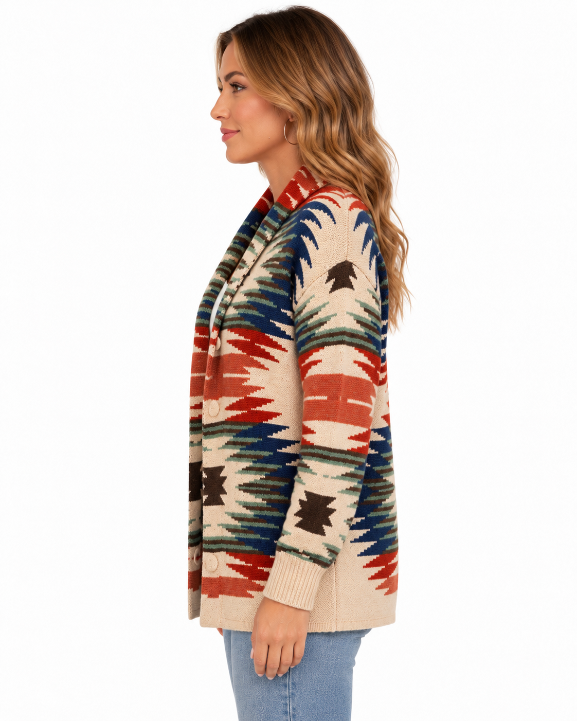 Montana Co Southwestern Geometric Kint Cardigan