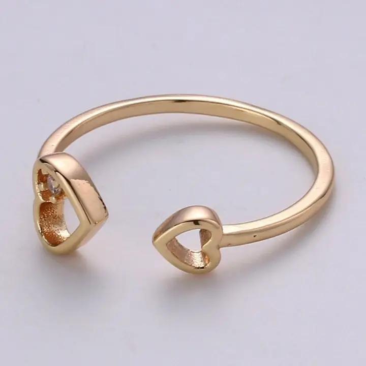 Minimalist Heart Ring Dainty Gold Open Heart Stacking