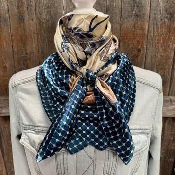 Tan & Blue Floral Wild Rag