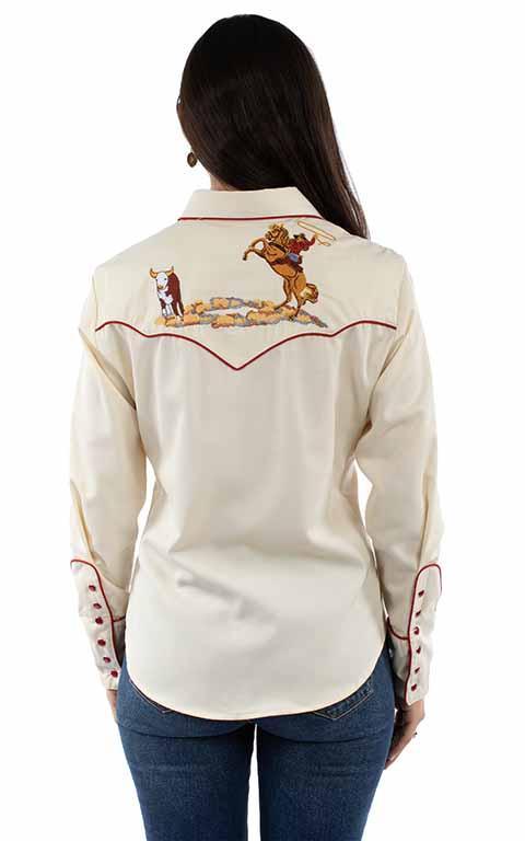 Embroidered Cattle Roper Long Sleeve Shirt