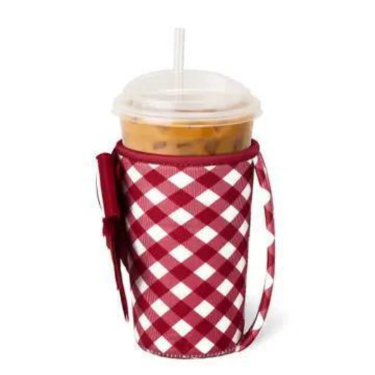 Gameday Gingham Iced Cup Coolie Crimson, Medium