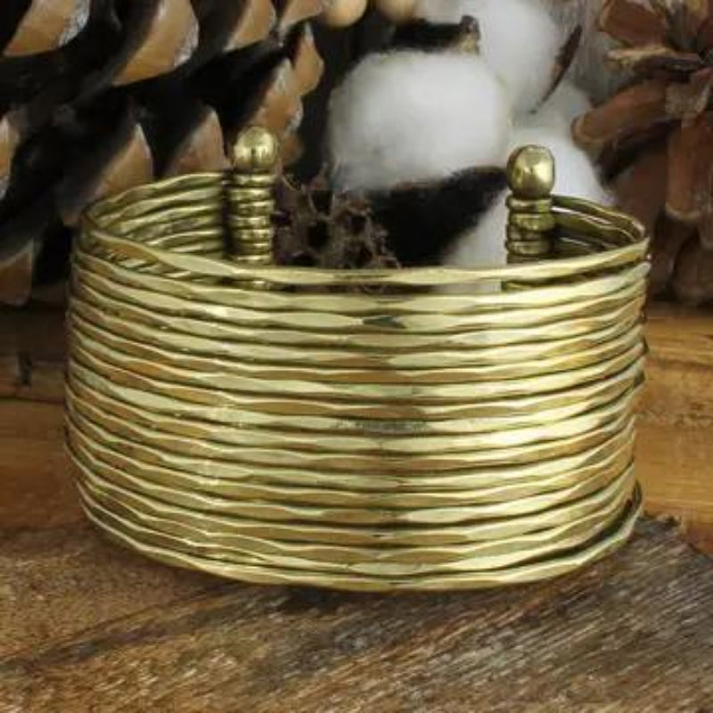 ZAD Gold Metal Thin Hammered Bunch Cuff Bracelet