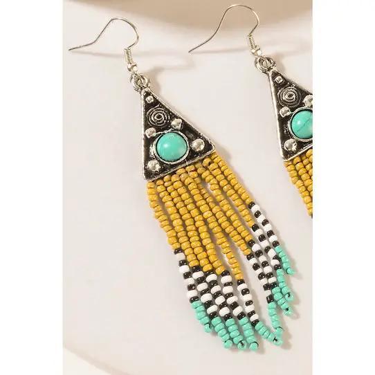 Oasis Bloom Fringe Earrings Savanna Blue