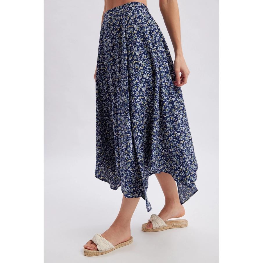 Floral Handkerchief Midi Skirt
