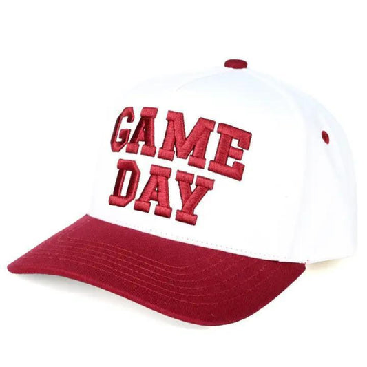 C.C GAME DAY Embroidered Cotton Baseball Cap Burgundy/White - Side View