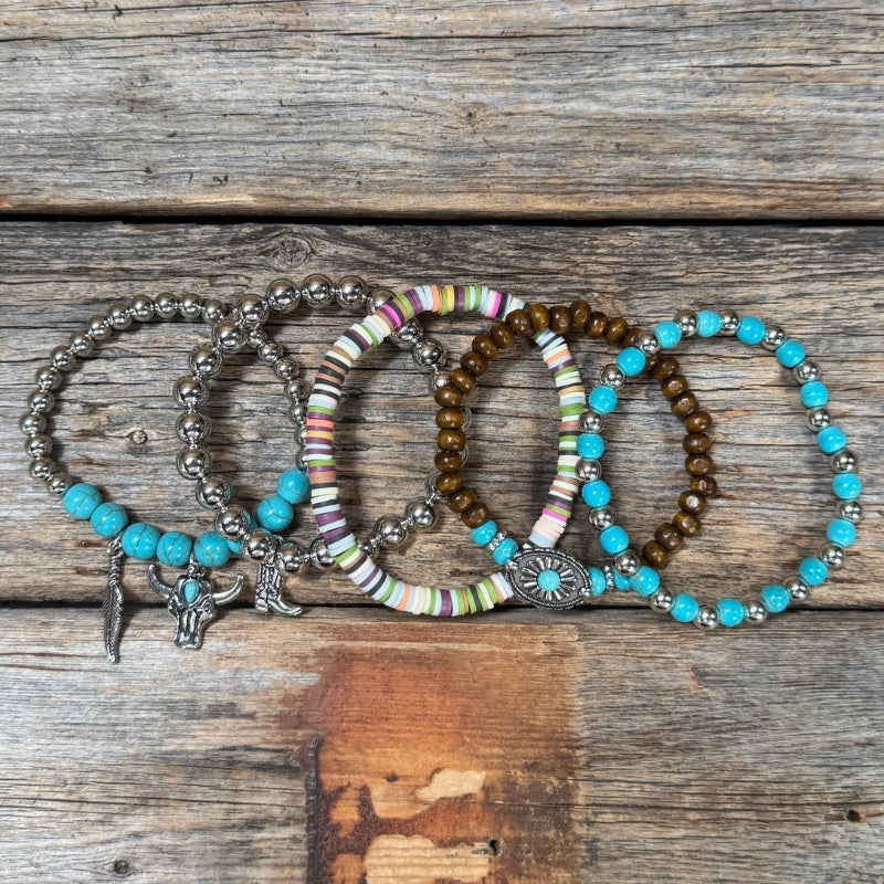 Rodeo Drive Cowgirl Charm Fashion Turquoise Bracelet Stack
