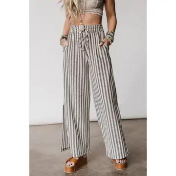 Three Bird Nest Drawstring Pants – Taupe Black