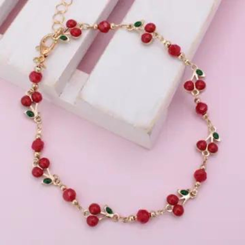 ZAD Sweet Cherries Red Bead Anklet