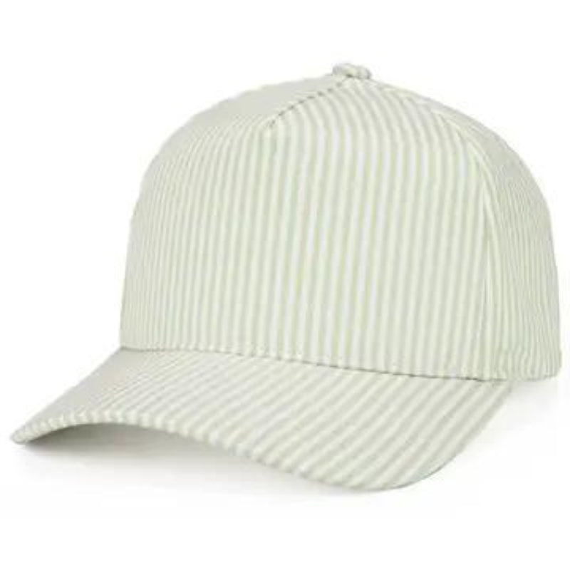 Hana C.C Stripe Pattern Criss-Cross Ponytail Trucker Hat Sage