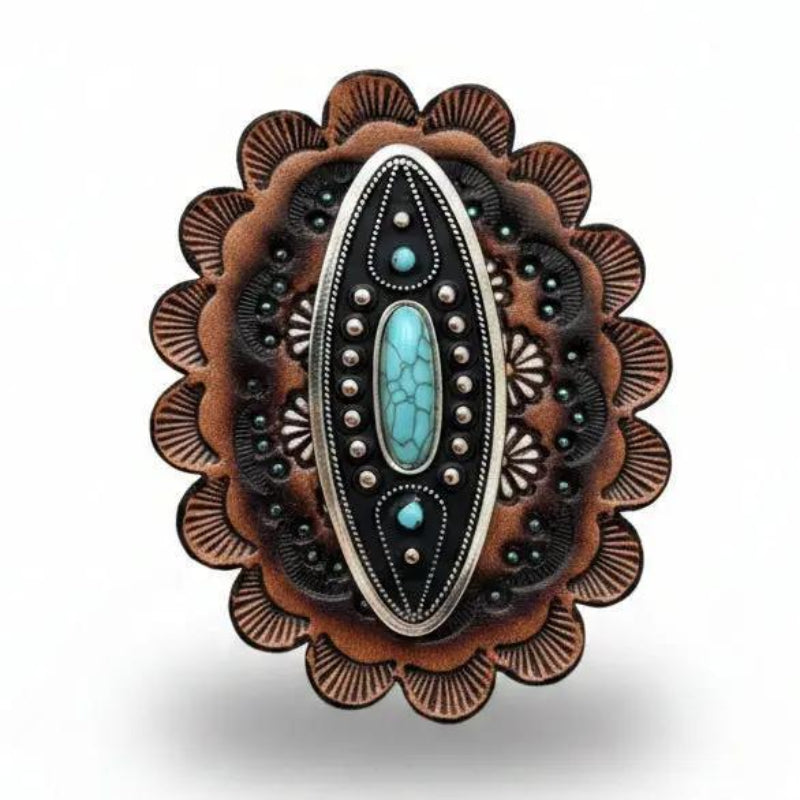 Rodeo Drive Copper And Antique Silver Turquoise Ellipse Concho W266