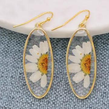 Dried Daisy Earrings – Gold