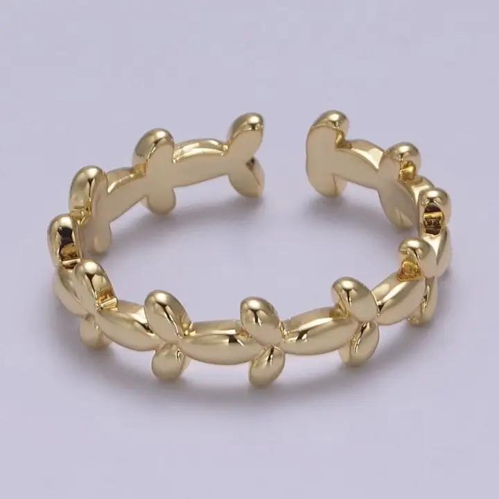 Minimalist 24K Gold Filled Geometric Abstract Bubble Adjustable Ring