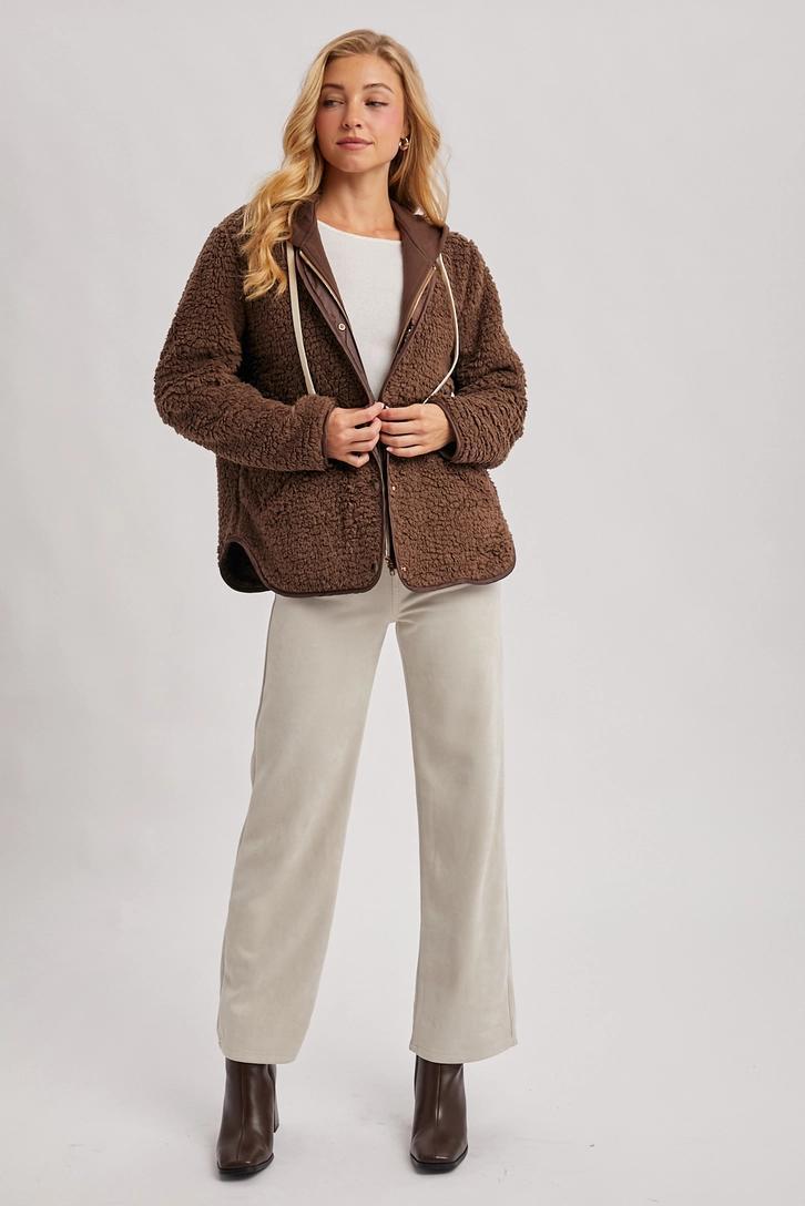BLUIVY SHERPA ADJUSTABLE HOODED JACKET | COCO - FRONT VIEW