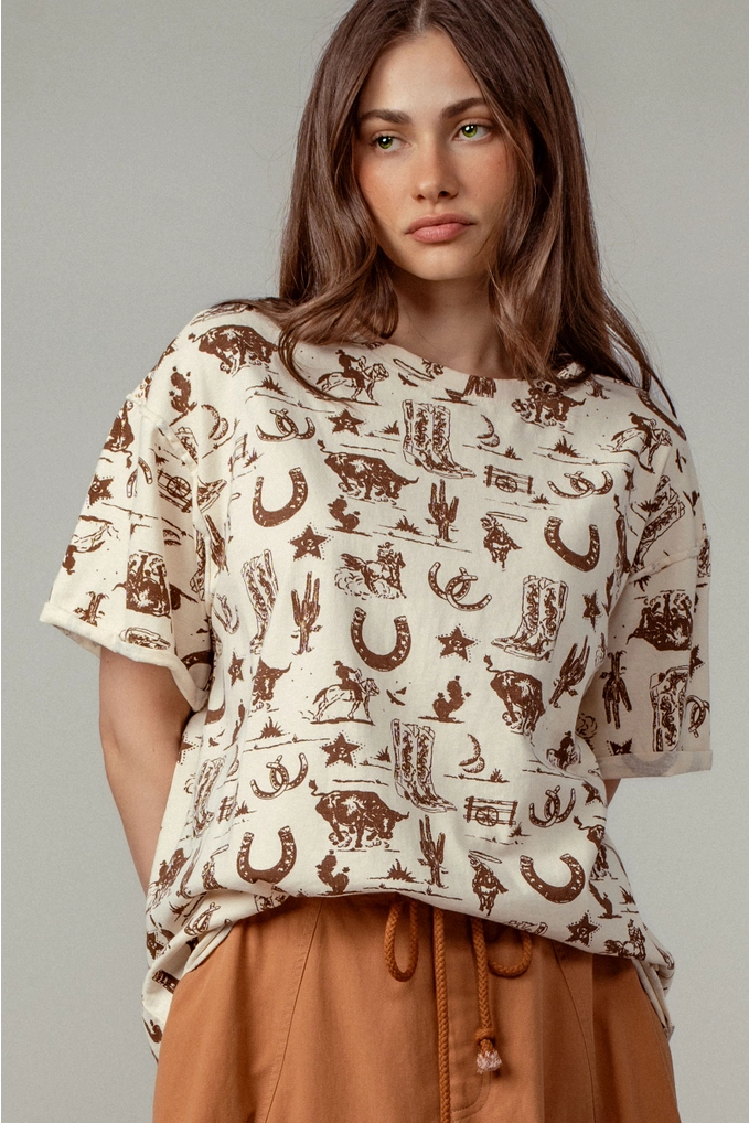 Western Graphic Print Relaxed Fit Tee