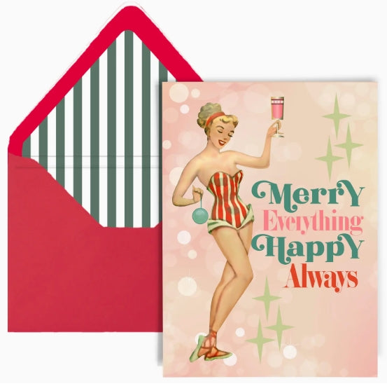 Merry Everything Happy Always Retro Greeting Card