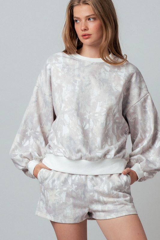 Urban Daizy Relaxed Leaf Print Lounge Sweatshirt Set