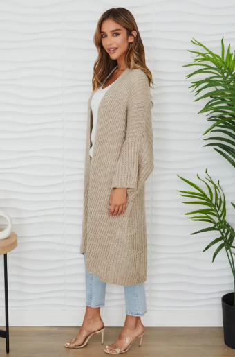 Milio Milano - Fuzzy Knit Open Front 3/4 Sleeve Duster