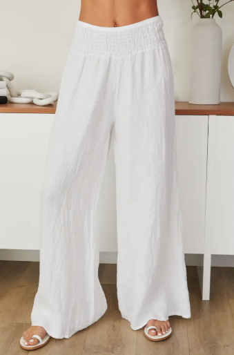 Milio Milano - Solid Linen Smocked Waist Pant