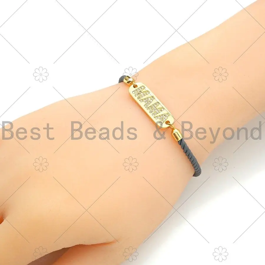 Cz Micro Pave Mama Word On Long Bar Shape Connector