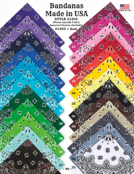 Austin Accent Bandanas 22" x 22" MADE IN USA