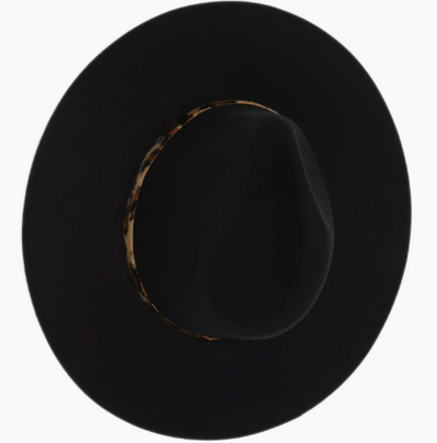 Leopard Trim Wool Felt Brim Hat