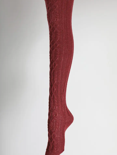 Leto Accessories - Bold & Cozy Thigh-High Cable Knit Socks For Trendy Winters