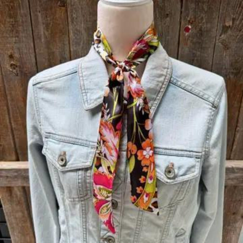Rodeo Drive Yellow and Black Western Skinny Mini Wild Rag Scarf