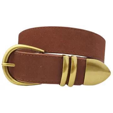 Genuine Suede Leather Belt w. buckle, loops and tip set
