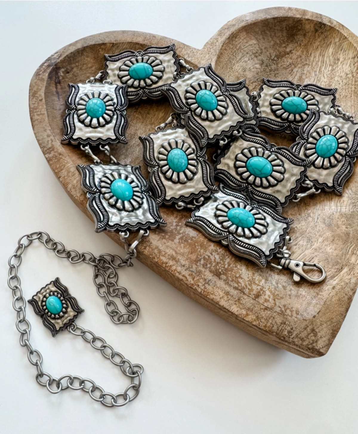Western Concho Chain Belt  Vintage Silver Style