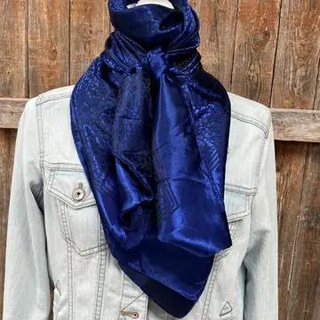 Cobalt Jacquard Wild Rag Scarf