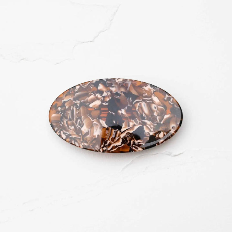 Tiepology Midnight Oval Cellulose Acetate Hair Barrette Set | Cedar