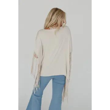 Three Bird Nest Western Fringe Top – Oat