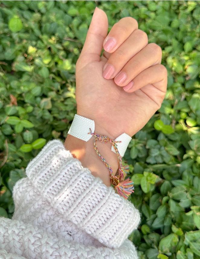 Elevated Faith WWJD Embroidered Bracelet – White, Beige & Blue