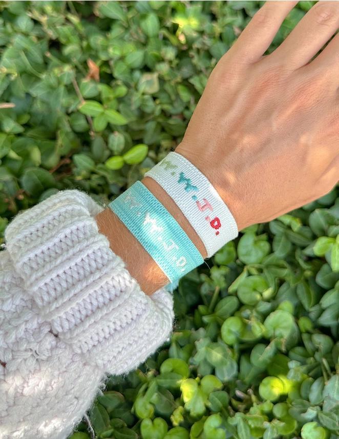 Elevated Faith WWJD Embroidered Bracelet – White, Beige & Blue