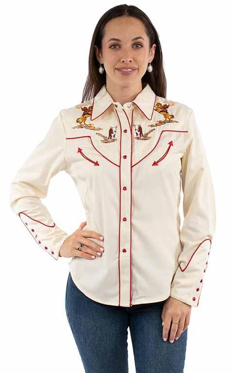 Embroidered Cattle Roper Long Sleeve Shirt