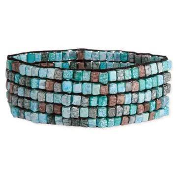 Watercolor Bead Stretch Bracelet – Turquoise