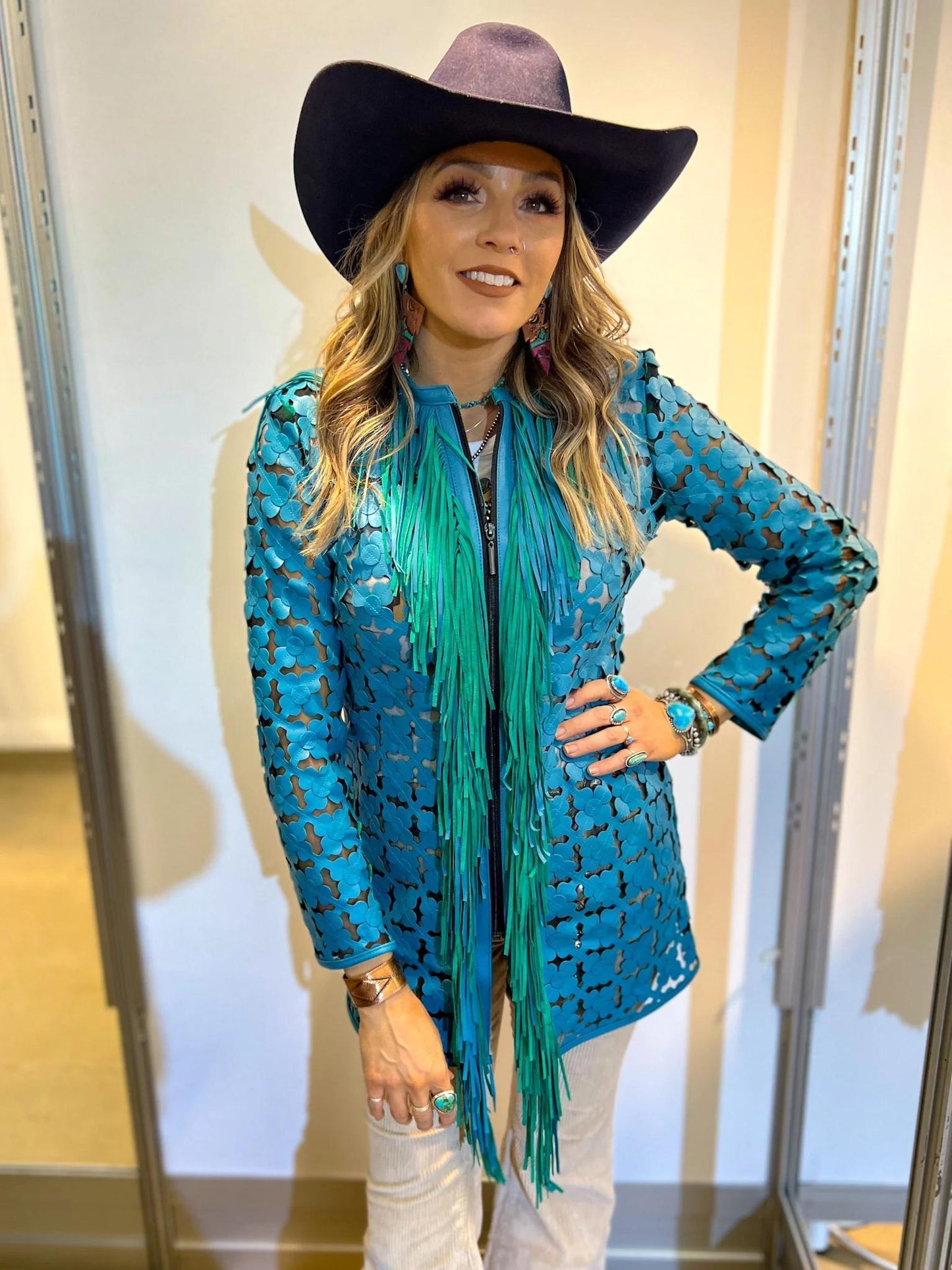 Dakota West Daisy Fringe Mid Length Jacket