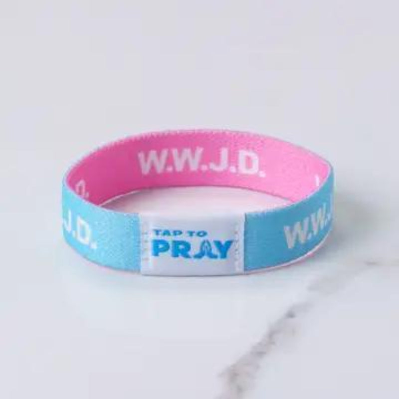 Versible Tap To Pray™ Wristbands - Blue & Pink WWJD