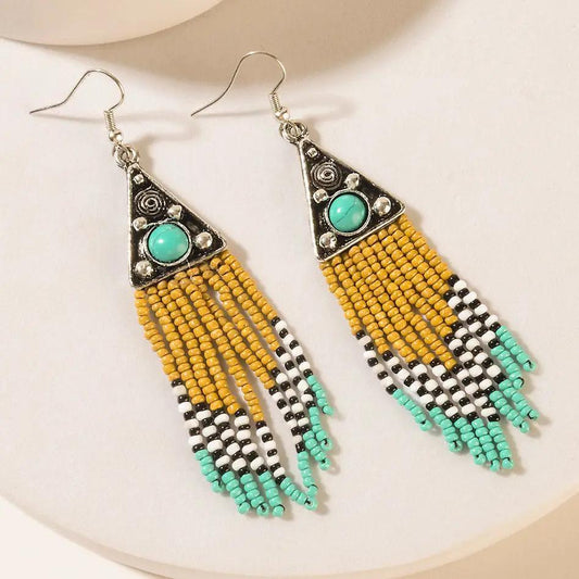 Oasis Bloom Fringe Earrings Savanna Blue