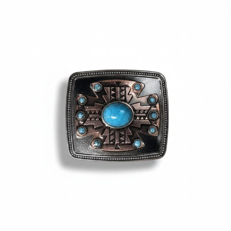 Rodeo Drive Antique Silver and Copper Southwest Turquoise Concho W262