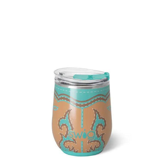 Boot Scootin' Stemless Wine Cup Turquoise, 12oz