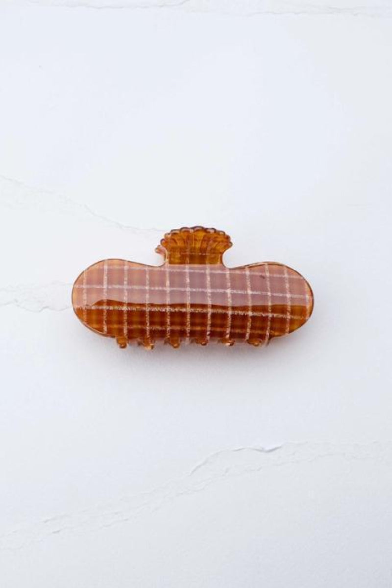 Tiepology Antique Golden Harvest Hair Claw Clip | Rust Checkered