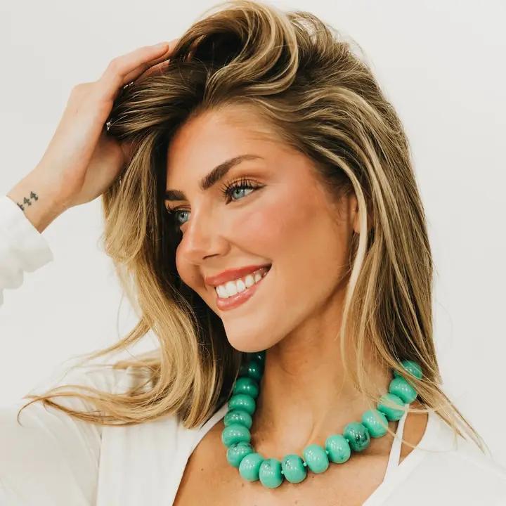 Bella Teal Beaded Necklace