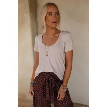 Three Bird Nest Scoop Neck Bralette Tee – Heather Oatmeal