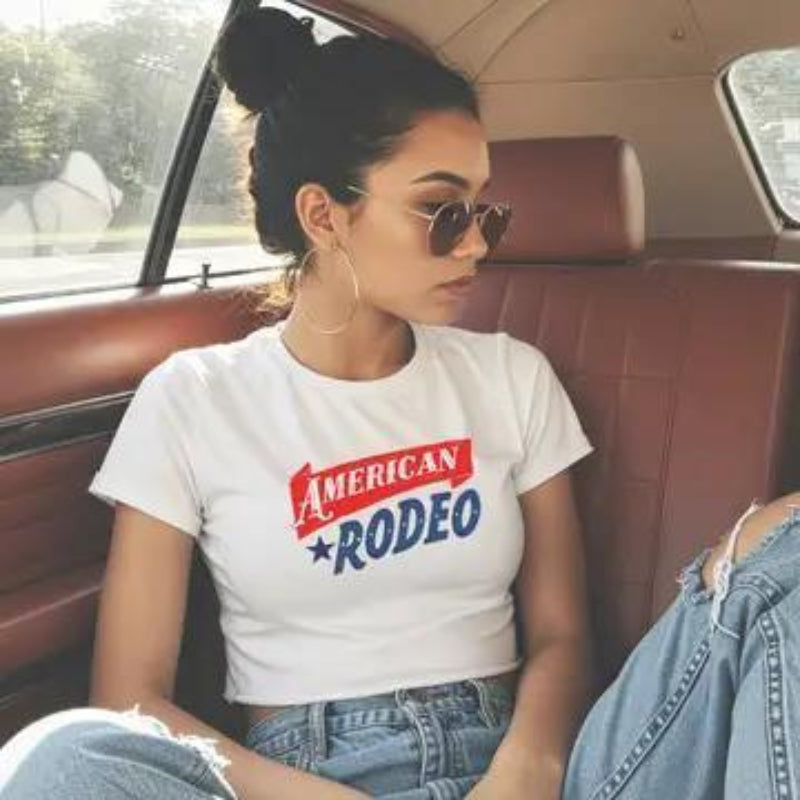 Hey Jude Graphic Tees American Rodeo Crop Top 