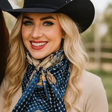 Tan & Blue Floral Wild Rag