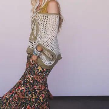 Three Bird Nest Tiered Maxi Skirt – Coral Multi