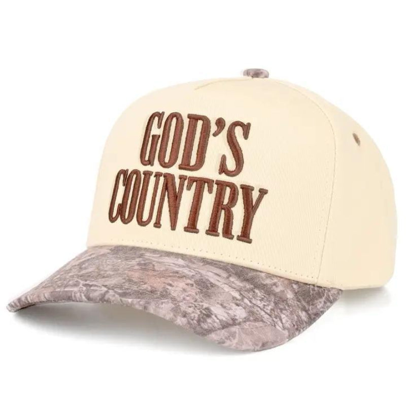 C.C GOD'S COUNTRY Letter on Two Tone Trucker Hat DKM - Front View